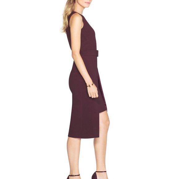 Cutaway Belted Sheath Dress by White House Black Market: size 6 - Picture 2 of 11